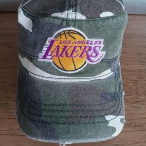 LA Lakers Camo Distressed Military Style Cap